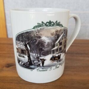 Vintage Currier & Ives Coffee Cup 12 oz Winter Scene 2000 Museum of City of NY